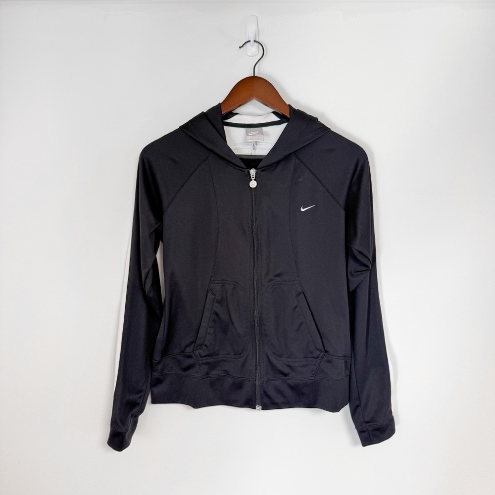 NIKE | Athletic Black White Stripe Zip-Up Jacket